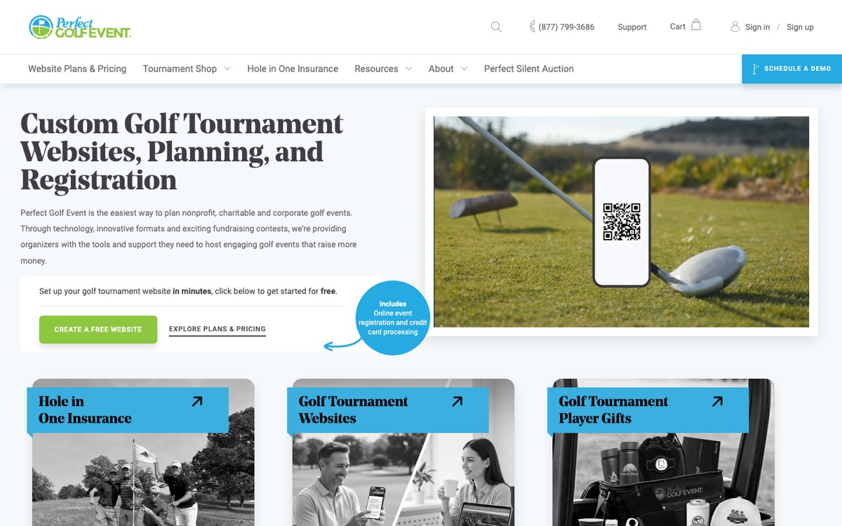 Perfect Golf Event homepage